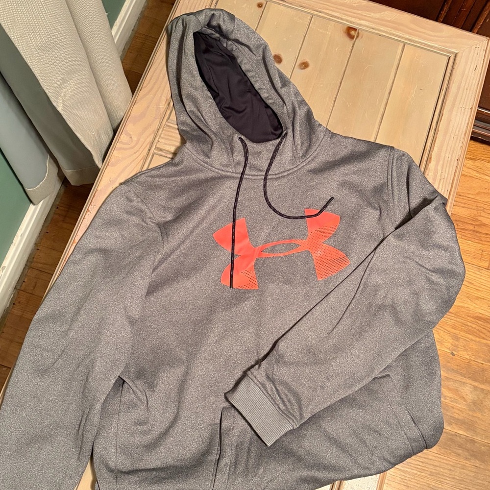 Under Armour Charcoal Hoodie with Orange Logo
